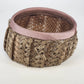 1960s Straw Raffia Halo Pillbox Hat Light Brown Ribbon Trim Dressy Women's Vtg