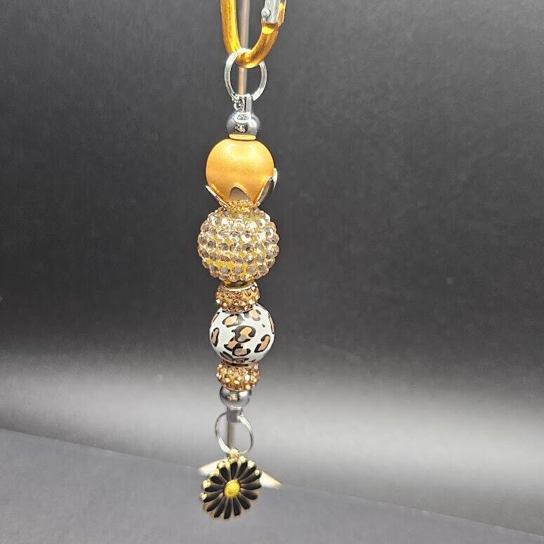2 Key Ring Bag Charm Yellow Spring Flower Sun D Ring Handmade Gift Clip Gift