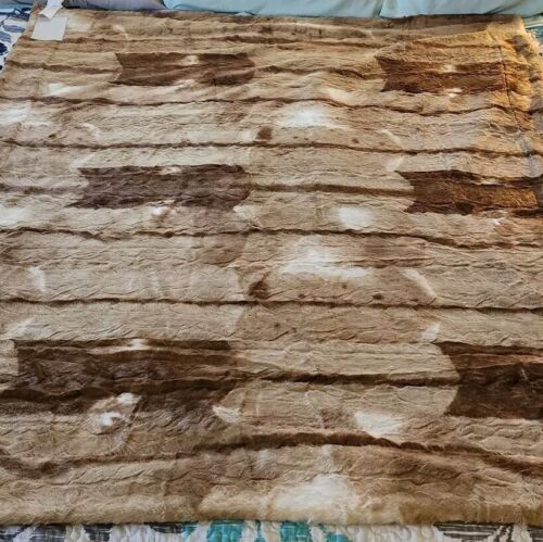 Dennis Basso Home Oversize Throw Blanket Tan & Brown Faux Fur 68" x 56" with Tag