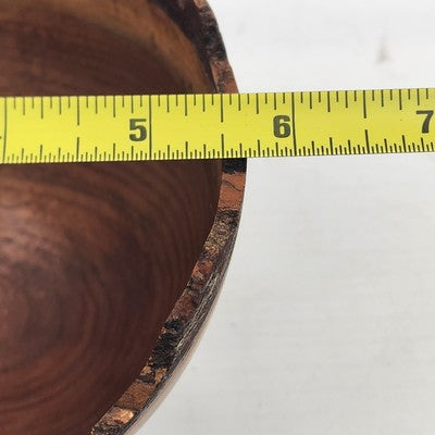 Hand Turned Walnut Wood Live Edge Bowl 5.75"x5" Signed 1990s Accent Decor