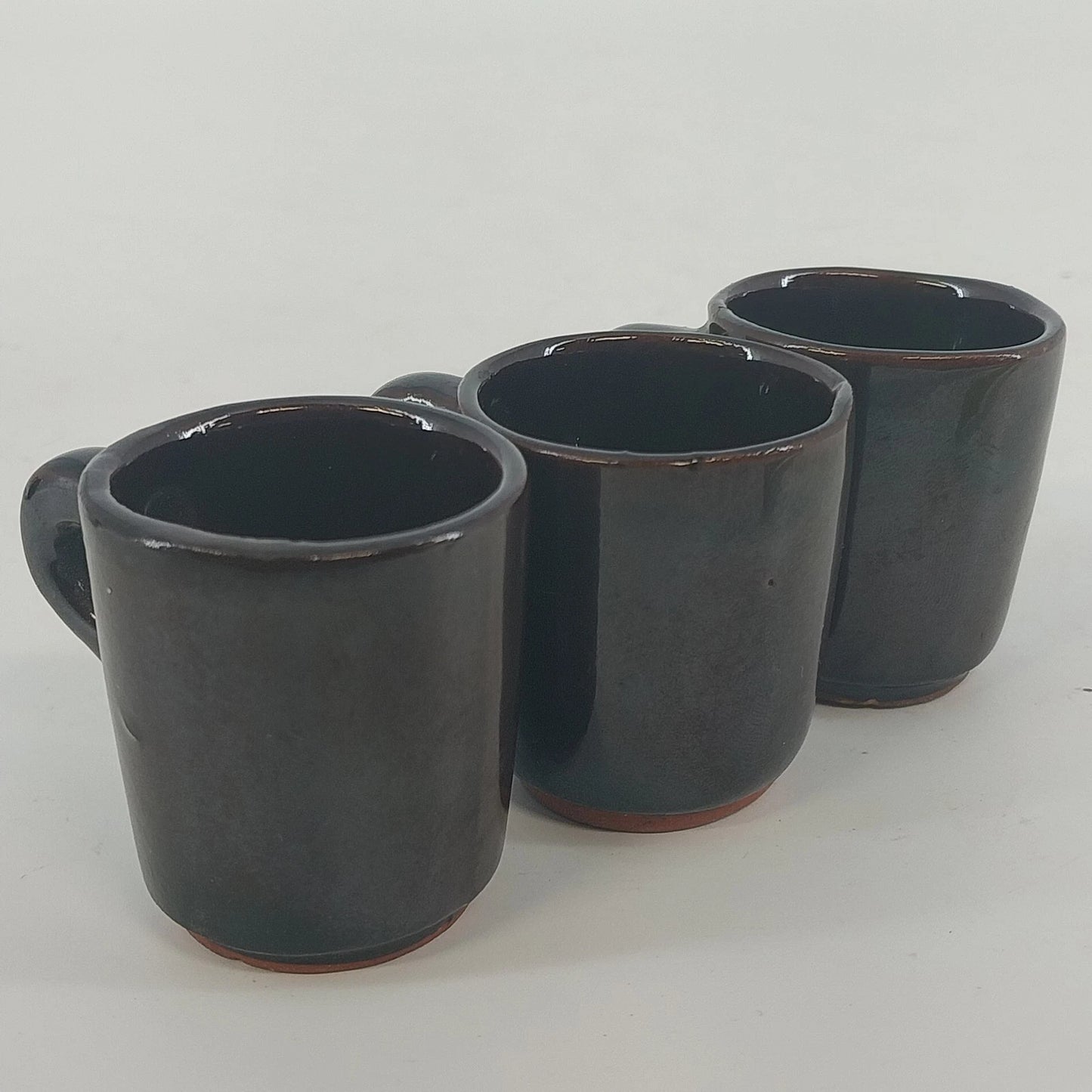 Pacific Japan MINIATURE Coffee Cups Set 4 Red Clay Brown Glaze Earthenware Mugs
