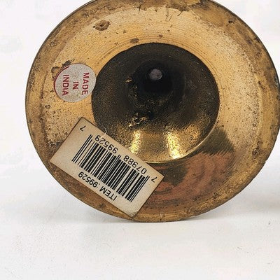 Set of 2 Solid Brass Candlestick Holders 7" & 8" Tall Vintage India Round Base
