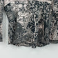 Women's Floral Blouse Black White Layered V Neck Long Sleeve Top Small