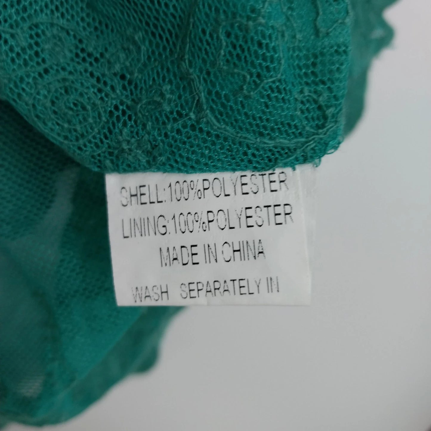 Zacin Women's Green Lace Mesh Tunic Blouse Long Sleeve Lined Top Size Large