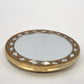 Gold Tone Round Pocket Mirror 2.75" Beaded Ornate Geometric Mosaic Star Design