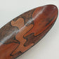 South African Hand Carved Hand Painted Wood Oval Decorative Bowl Abstract 12.5"