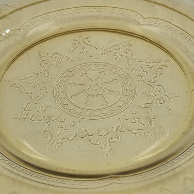 Federal Patrician Amber Yellow Spoke Depression Glass Dinner Plate Glassware 9"