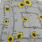 French Daisy Print Silk Scarf 17" Square Grey Yellow Brown Floral Design Vintage