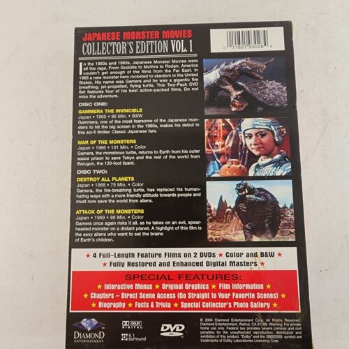 Japanese Monster Movies 2 DVD Set Collector's Edition Vol 1 Has Four Full Movies