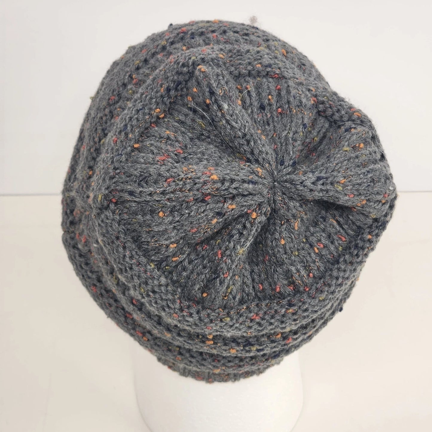 C C Cozy Confetti Beanie Dark Grey Knit Winter Hat Multi-Color Fleck One Size