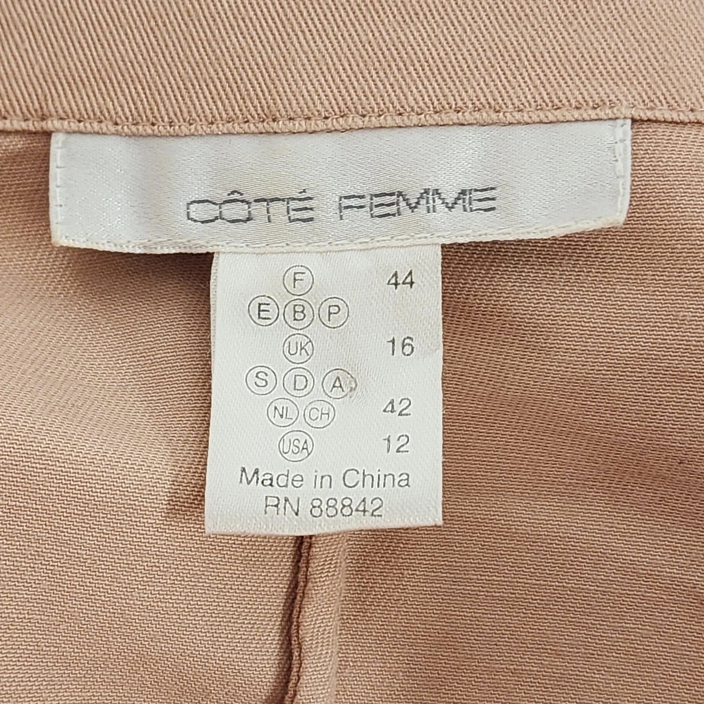 Cote Femme Women’s Peach Jacket Button Up Long Sleeve Size 12 Four Pockets USA