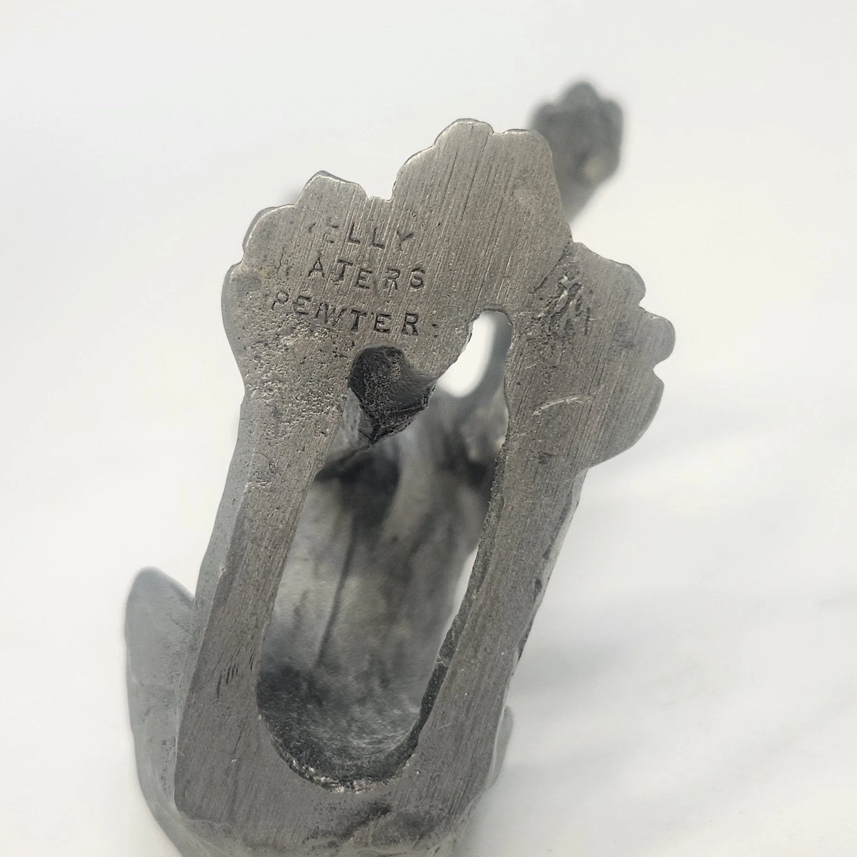 Kelly Waters Pewter Cartoon Dog 3" Seated Puppy Raised Paw Bone Animal Figurine