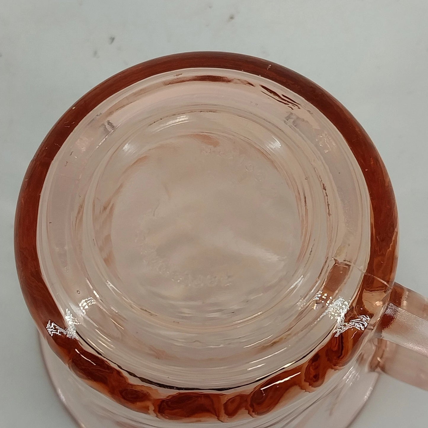 Fortecrisa Pink Swirl Ribbed Glass Cup & Saucer Set MCM Tableware Mexico Vtg