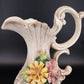 Vintage Capodimonte Italy Floral Porcelain Pitcher Vase Urn 13 Inch