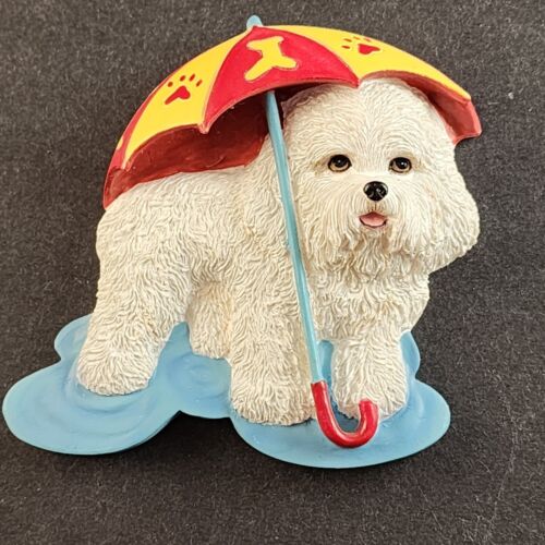 Bichon Frise Refrigerator Magnet Rainy Wet Day Dog Figurine Willabee Ward MBI