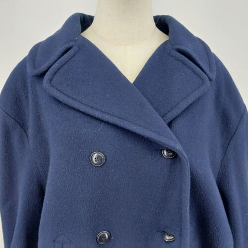 Eddie Bauer Womens Navy Blue Double Breasted Pea Coat Winter Coat Size XXL