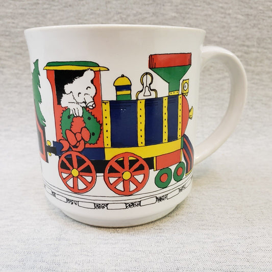 Animal Bear Train Mug/Cup Recycled Paper Products Audrey Christie Signed