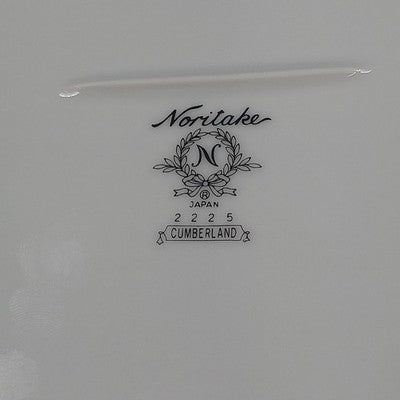 Noritake Cumberland Oval Serving Platter 11" White Flower Platinum Vintage Japan