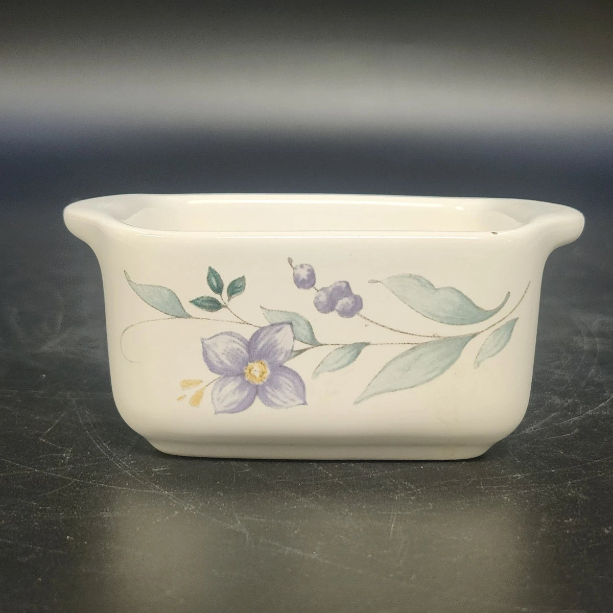 Pfaltzgraff April Mini Loaf Pan Baking Dish 4" Floral Stoneware Handles USA Vtg