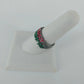Merry Christmas Enamel Ring Red Green Silver Tone Band Size 9 Vintage Holiday