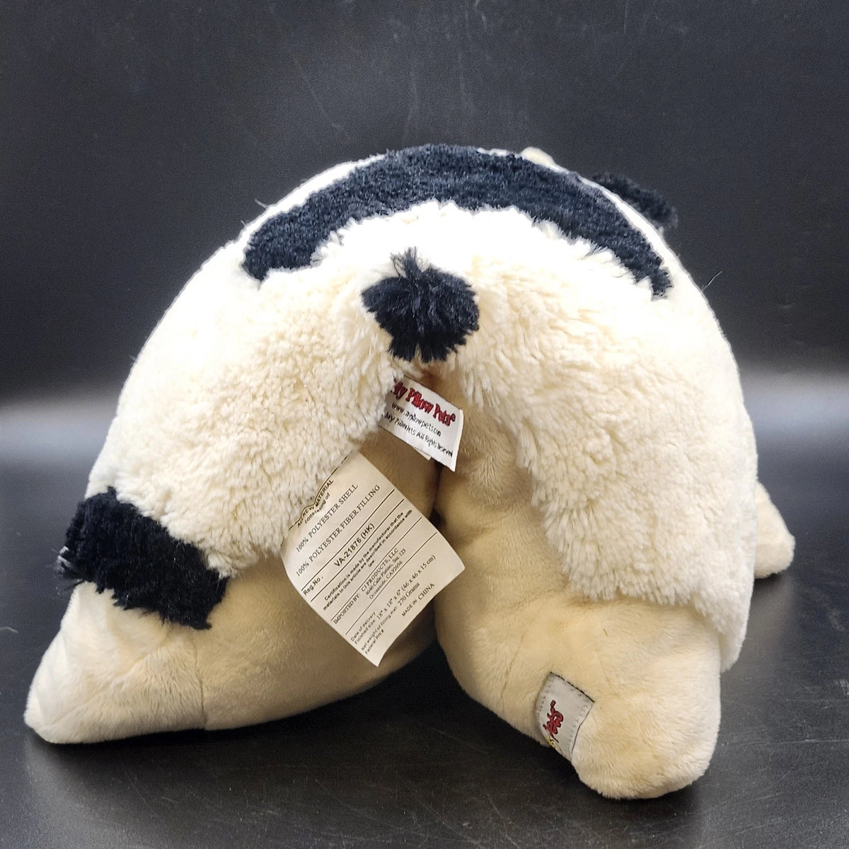 Pillow Pets Cow Plush Stuffed Animal Black White Spotted 18" Polyester China