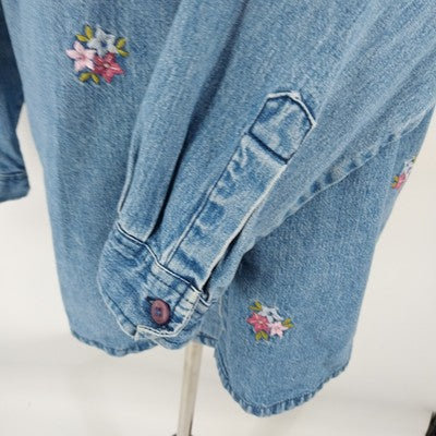 Rosemary & Ivy Embroidered Long Sleeve Button Front Denim Shirt/Jacket XL