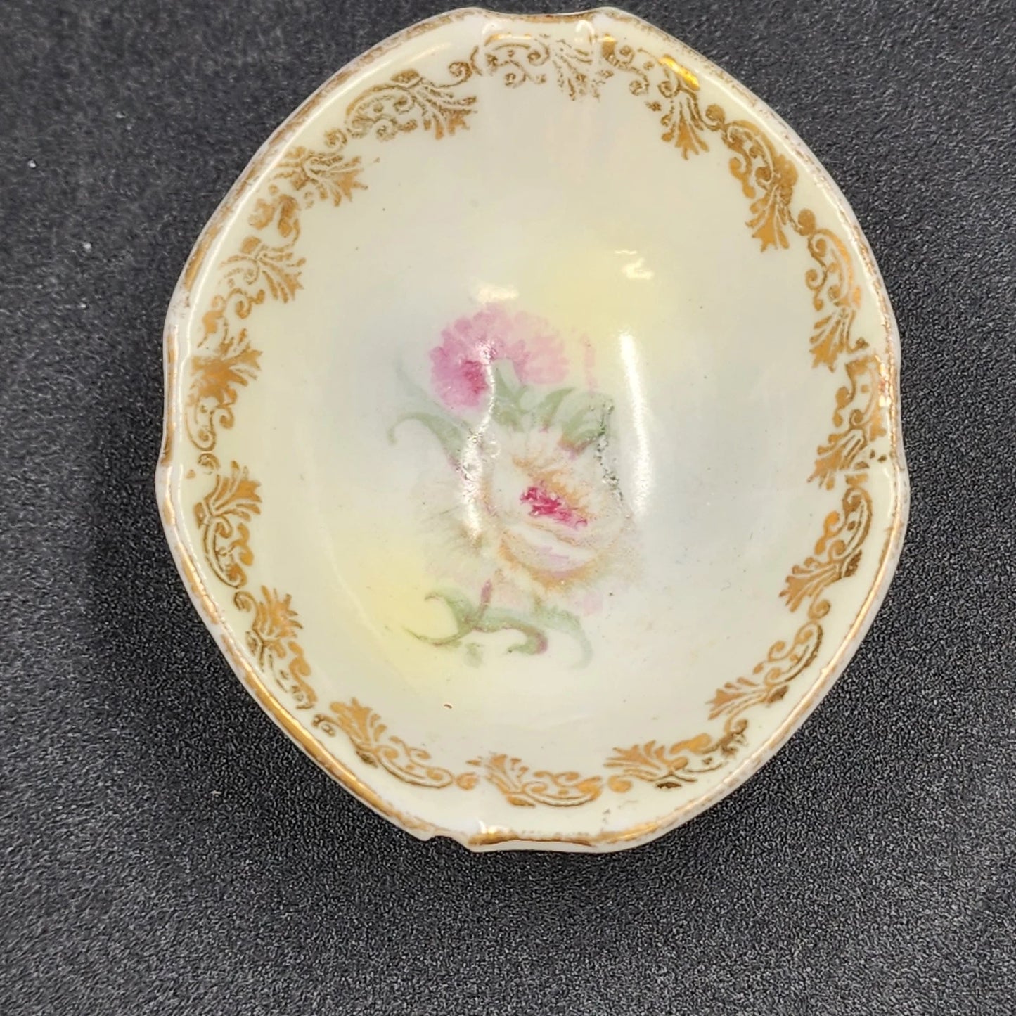5 Salt Cellars Berry Bowls Floral Gold Gilt China Dresden Germany Pattern 52