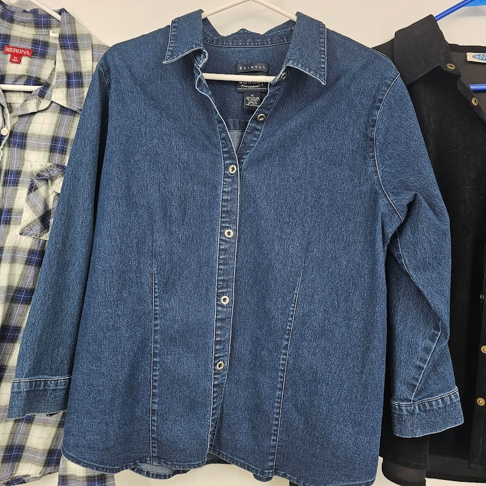 Women’s Tops & Jackets Lot Size XL 5 Pc Merona Dress Barn Sonoma Denim Frost Casual
