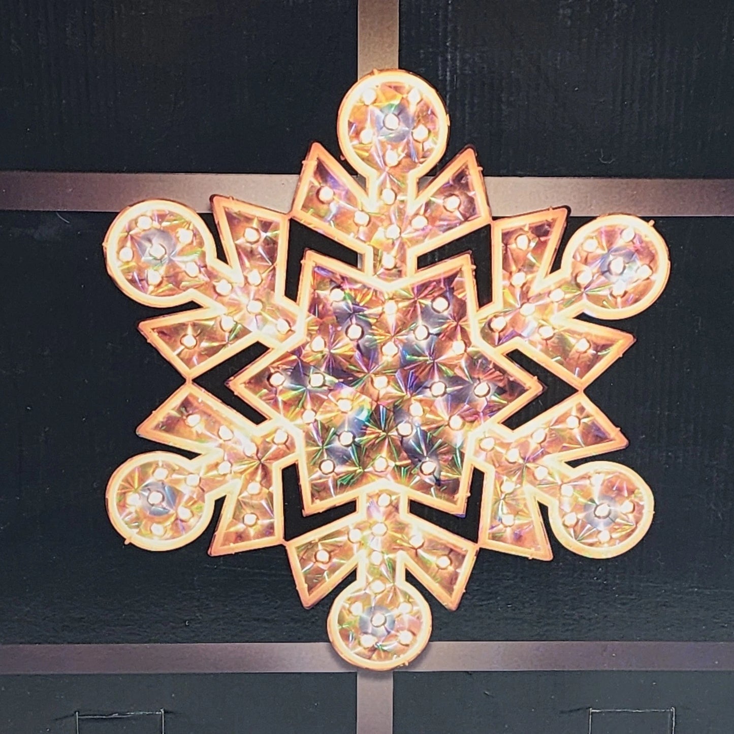 Winter Wonder Lane 19" Holographic Snowflake Window Decor 100 Lights 20" NOS
