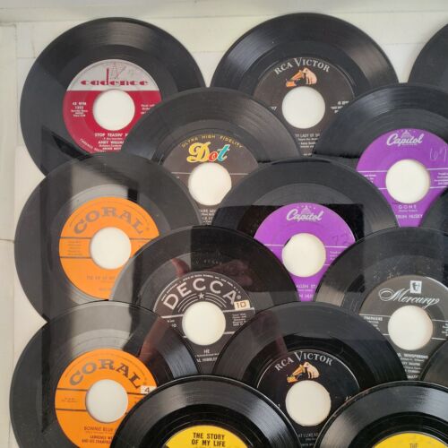 25 Rock & Roll Pop Childrens and Country 50's 45 RPM 7" Vinyl Records No Sleeves