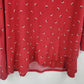 Roz & Ali Women's 1X Red Floral Blouse 3/4 Sleeve Ruffle High Low Hem Stretch
