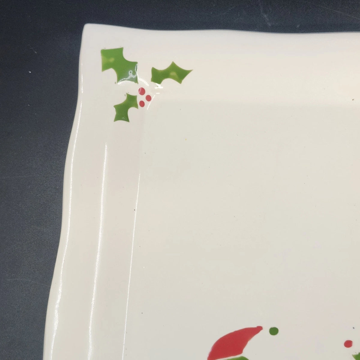 Prairie Dog Pottery Newfoundland Christmas Tree Platter 15.25" Dogs w Santa Hats