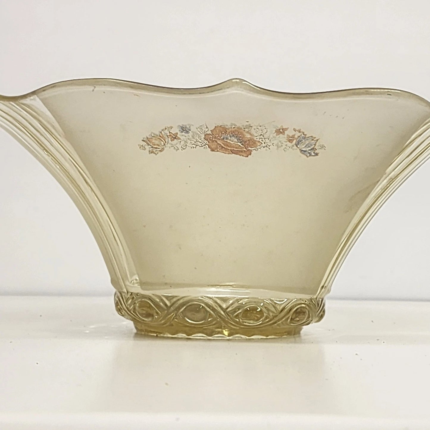 Vintage Lancaster Glass Yellow Floral Ceiling Light Shade