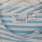 Palm Harbour Petite Striped Floral Embroidered Top T-Shirt Blue White Size P/S