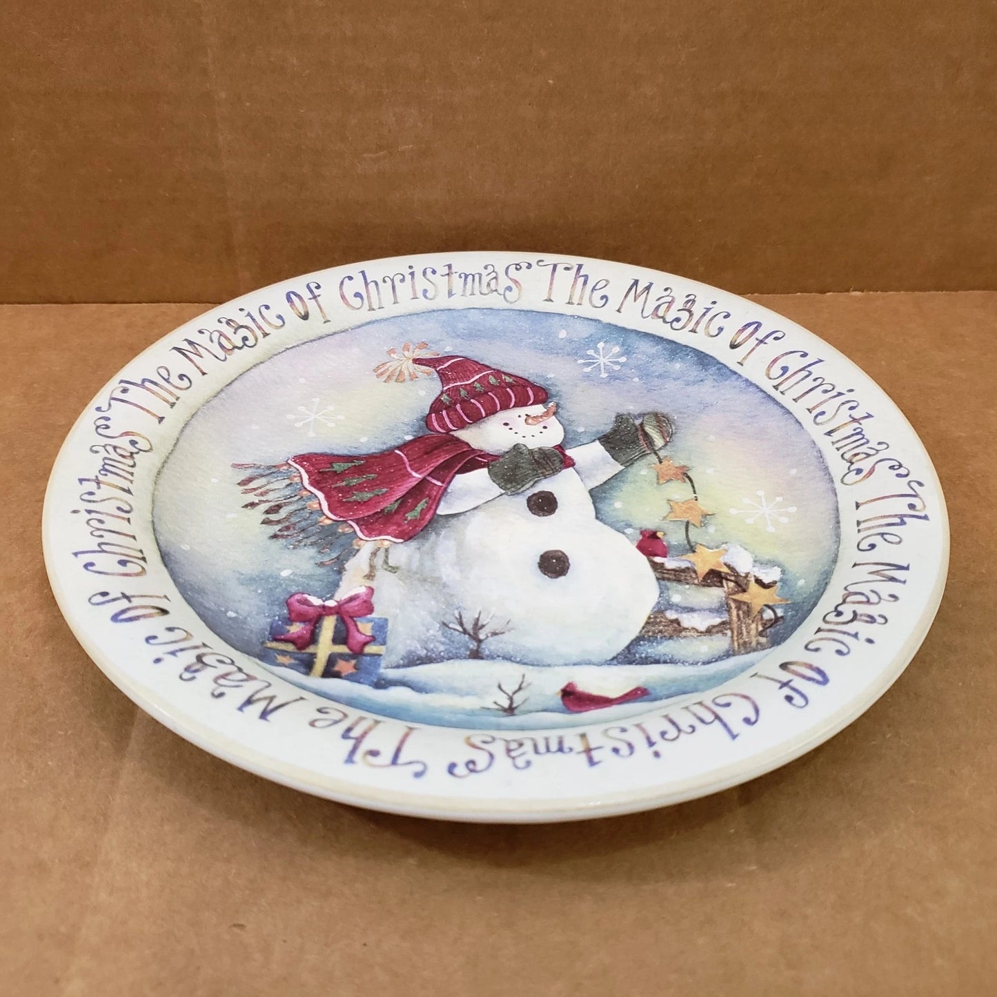 8" Snowman Plate Holiday China Dinnerware The Magic of Christmas Hand Wash