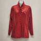 Red Long Sleeve Velour Fitted Blazer With Etched Floral Pattern Size Large Vtg