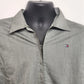 Tommy Hilfiger Women's Grey Zip Front Top Size L Fitted Logo Long Sleeve Darts