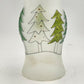 Glass Hurricane Candle Chimney 13"x6" Frosted w Hand Painted Christmas Pine Tree