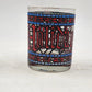 3 Houze Happy Holidays Old Fashioned Stained Glass 3.25"d x 4"h MCM Barware