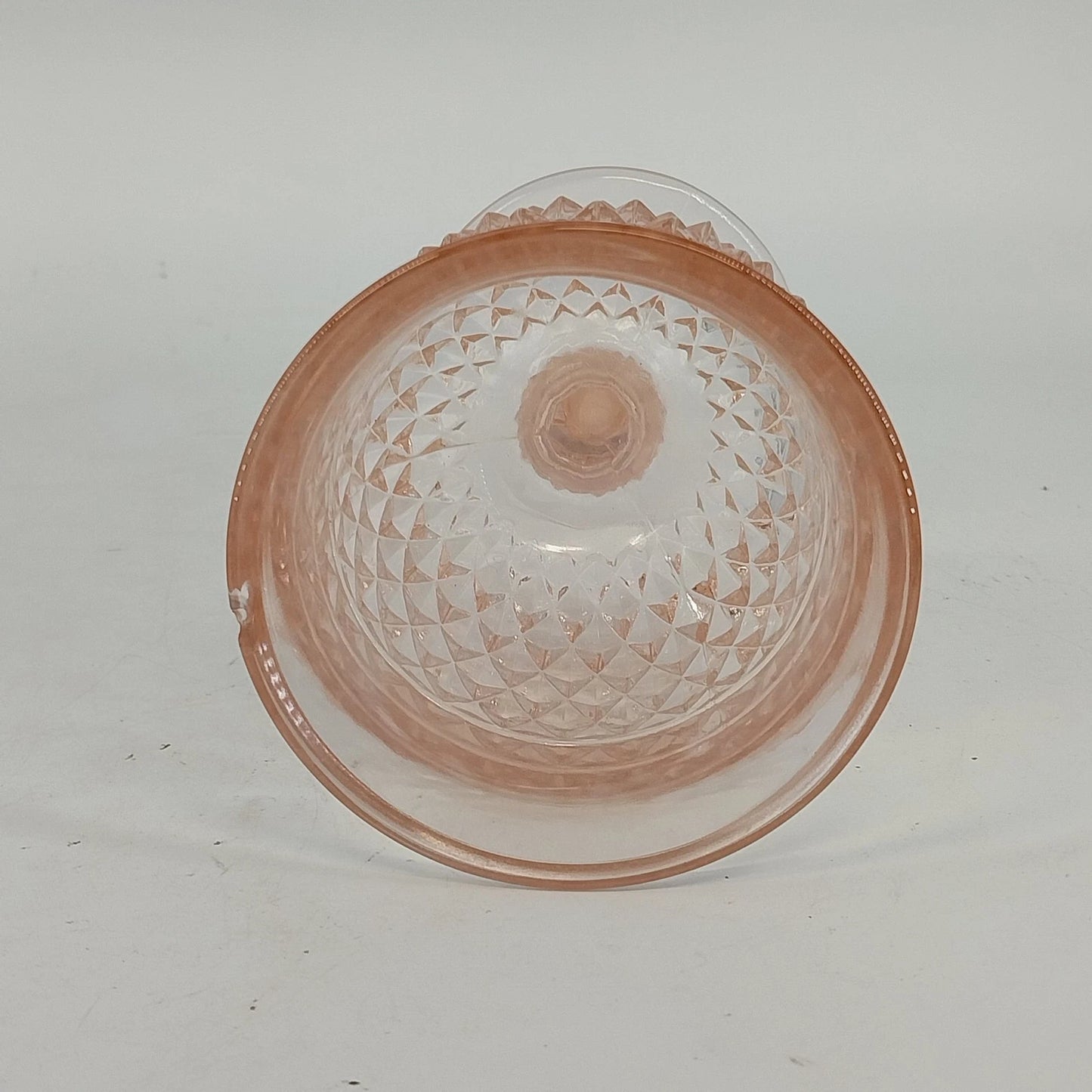 Indiana Glass Diamond Point Pink Depression Goblets Glassware Set of 4 Vtg Chip
