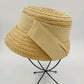 Rike's Natural Straw Summer Sun Bucket Hat Crochet with Natural Lined Ribbon Bow