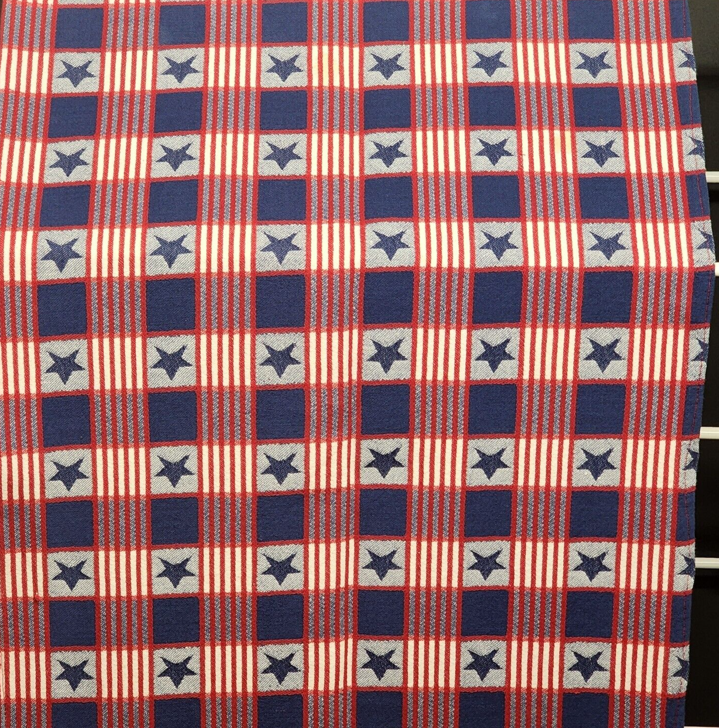 Red White and Blue Linen Table Runner 96 x 20 inches Vintage July 4th Themed