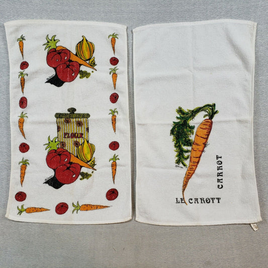 Vintage Leacock & Co Kitchen Towels Dish Drying Flour Vegetables 2 Tea Towels