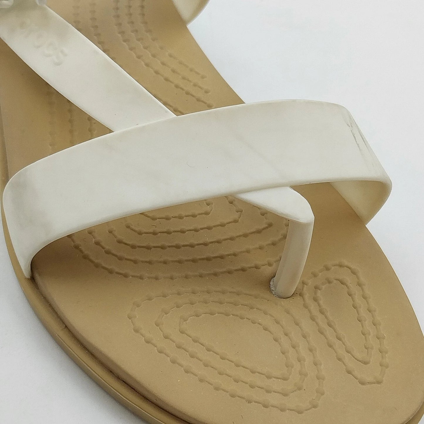 Crocs Iconic Comfort Tulum Sandals White Straps Women's 7 Buckle Comfort Slipper