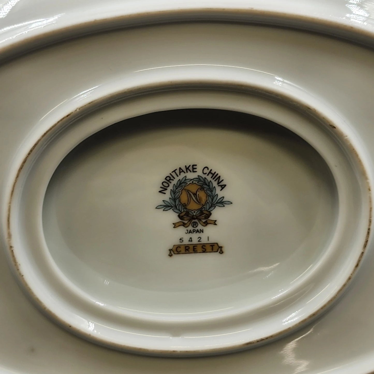 Noritake Crest 5421 Gravy Boat Attached Underplate Lily of the Valley Platinum