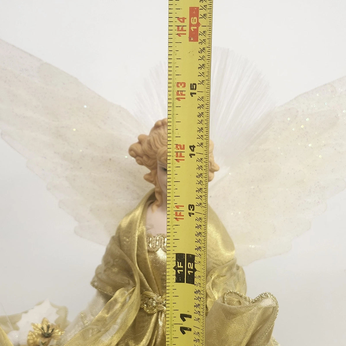 Bradford Novelty Fiber Optic Angel Tree Topper Gold 14" Color Changing w Box