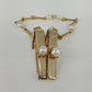 Gold Tone Sweater Guard Faux Pearl Chain Dual Clip Cardigan Collar Clasp