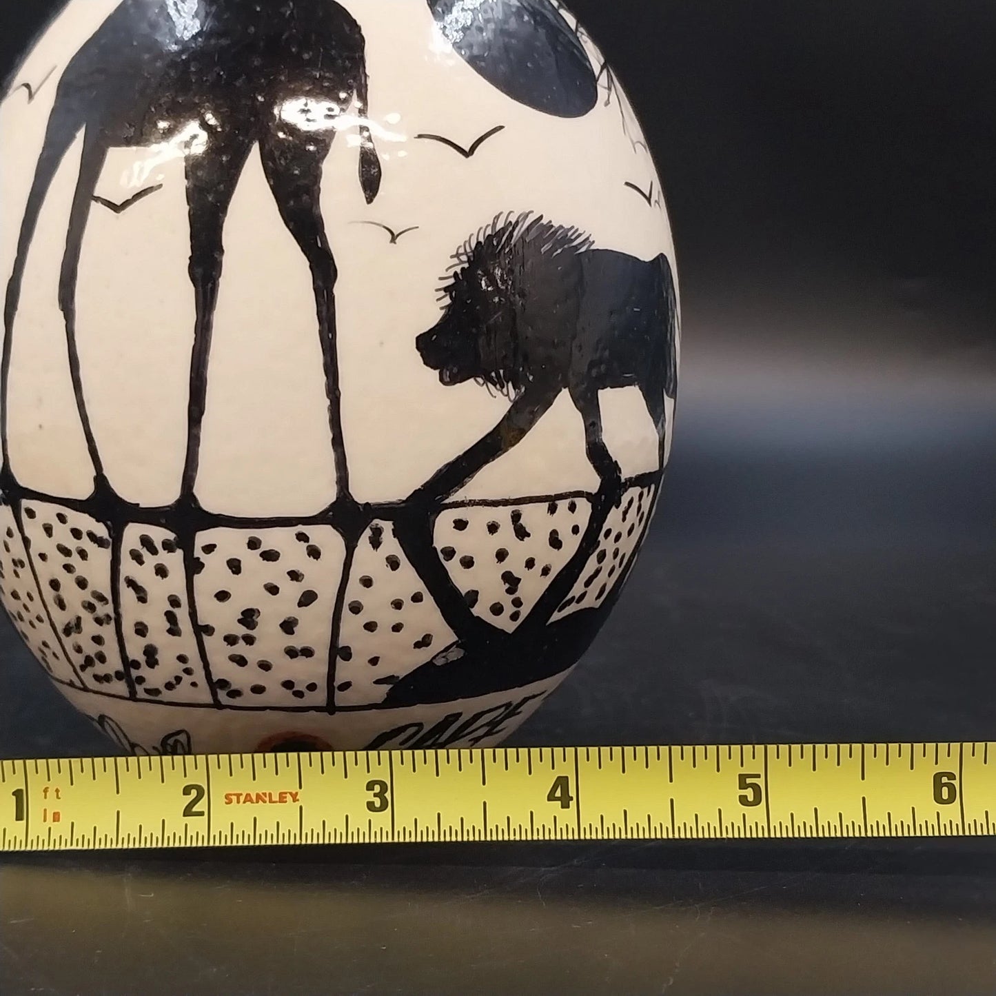 Hand Painted Ostrich Egg Art Cape Town South Africa Safari Wildlife Decor 5.5"