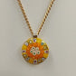 Murano Millefiori Glass Pendant Necklace Gold Tone Chain 22" Vtg Lobster Claw