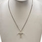 Silver Tone Box Chain with Crystal Clear Rhinestone Cross Pendant 11.5" Necklace
